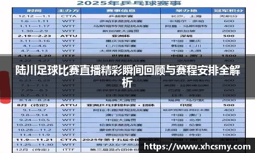 陆川足球比赛直播精彩瞬间回顾与赛程安排全解析