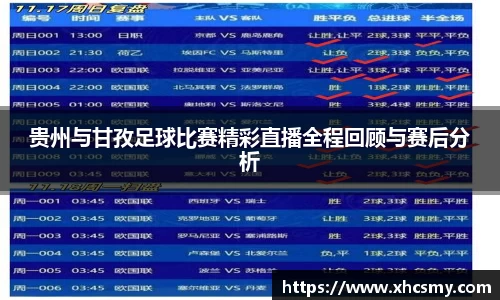 贵州与甘孜足球比赛精彩直播全程回顾与赛后分析